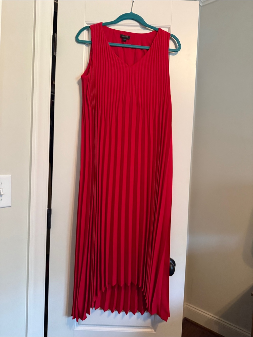 J. Jill Red Pleated High-Low Sleeveless Dress